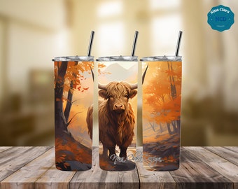 Highland Cow Tumbler Wrap PNG File for Easy Design Creation, Time-Saving projects, Done for you design, Personalization available.