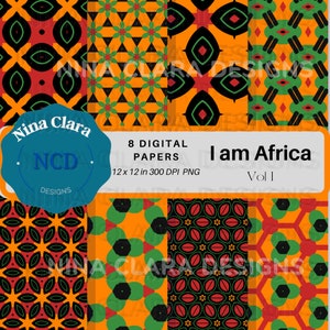 Confezione di carta digitale colorata africana, Download digitale senza soluzione di continuità, Per uso commerciale, Scrapbooking, Riviste spazzatura, Carta da parati