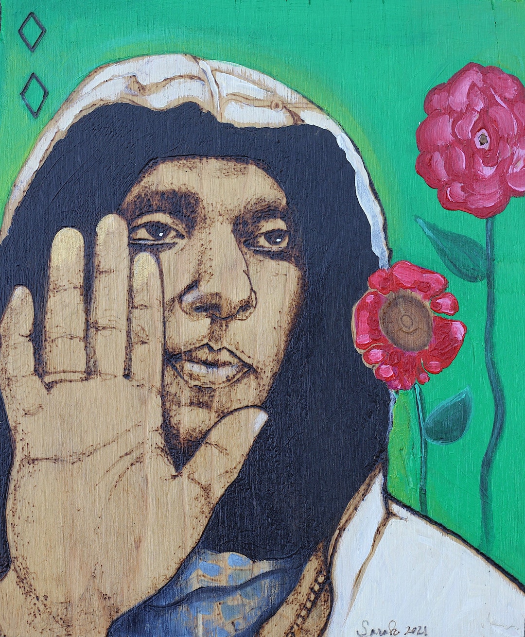 Original African American Art Kwame Ture Pyrography and Acrylic on Wood ...