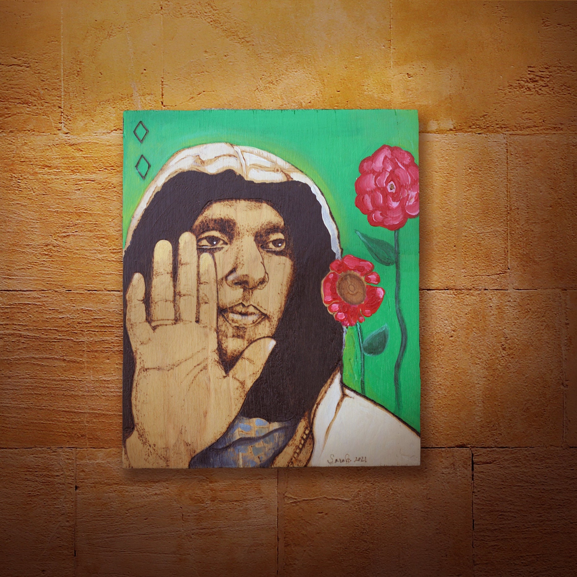 Original African American Art Kwame Ture Pyrography and Acrylic on Wood ...
