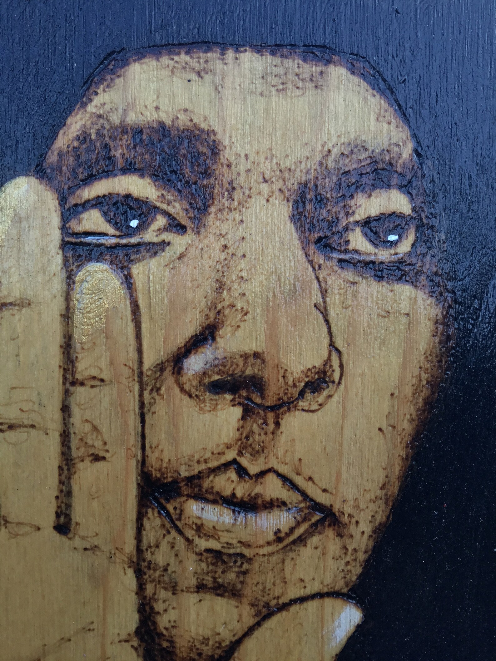 Original African American Art Kwame Ture Pyrography and Acrylic on Wood ...