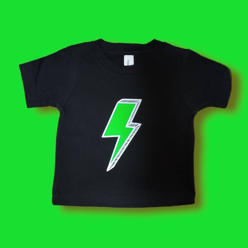 black and lime green graphic tee