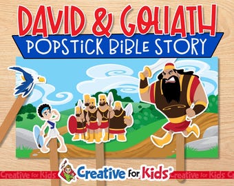 Marionetas de la historia bíblica de David y Goliat: imprimible para la escuela dominical (descarga digital)