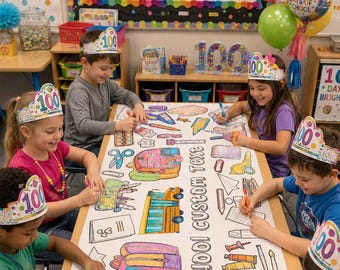 Camino de mesa para colorear con nombre personalizado para la vuelta al cole, actividad interactiva para niños, decoración para el aula y la educación en casa.