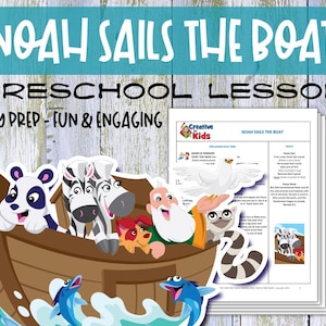 Lezione biblica per bambini in età prescolare sull'Arca di Noè / Scuola domenicale stampabile / Attività di homeschooling cristiana / Download digitale per bambini / Il diluvio e la pioggia
