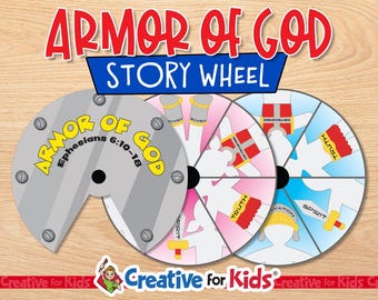 Rueda giratoria de la Armadura de Dios: Actividad bíblica, material imprimible para la escuela dominical (descarga digital)