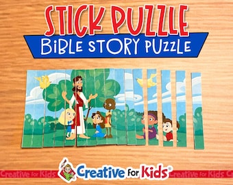 Rompecabezas de palitos "Jesús me ama": Historia bíblica cristiana imprimible (descarga digital)