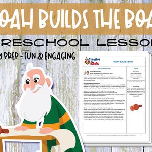 Lezione biblica prescolare sull'Arca di Noè / Scuola domenicale stampabile / Attività di homeschooling cristiana / Download digitale per bambini / Costruire la barca