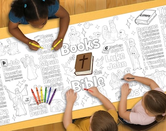 Camino de mesa para colorear con libros bíblicos - Escuela dominical, Escuela Bíblica de Vacaciones, Educación Cristiana, Actividades para niños, Ministerio de la fe, Aprendizaje