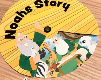 Rueda giratoria del Arca de Noé: Actividad con la historia bíblica (Descarga digital)