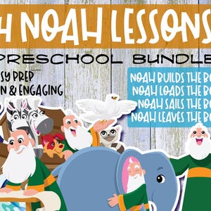 Lezioni bibliche per la scuola materna sull'Arca di Noè / Scuola domenicale stampabile / Attività di homeschooling cristiana / Download digitale per bambini / Set di 4 lezioni