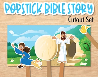 Marionetas de palitos de Pascua: Lección bíblica de la escuela dominical (Descarga digital)