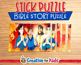 The Fiery Furnace Stick Puzzle: Digital Bible Printables for Sunday School, Preschool, & Kindergarten Homeschool Activities