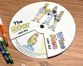 Nativity Color Wheel Craft: Printable Christmas Bible Activity (Digital Download