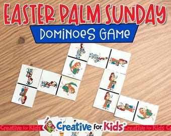 Juegos bíblicos de Pascua para niños: Dominó del Domingo de Ramos (Descarga digital)