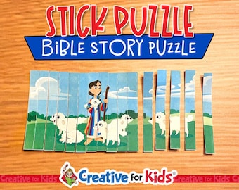 Rompecabezas de palitos: La túnica multicolor de José: Historia bíblica imprimible (descarga digital)