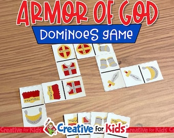 Dominó de la Armadura de Dios: Juego bíblico imprimible para niños (Descarga digital)
