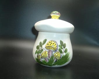 Vintage Merry Mushroom Cottage Core Small Storage Canister Retro