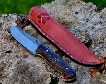 N690 steel knife, Stabilized Plane Wood, Gift for him, Christmas Gift