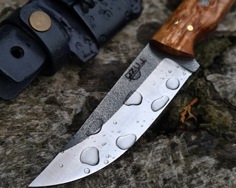 Handmade Stabilized Ash Wood Burl, M398 Hunting Knife, Gift for him, Christmas Gift