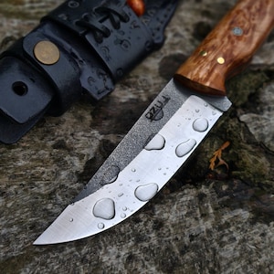Handmade Stabilized Ash Wodd Burl, M398 Hunting Knife, Gift for him, Christmas Gift