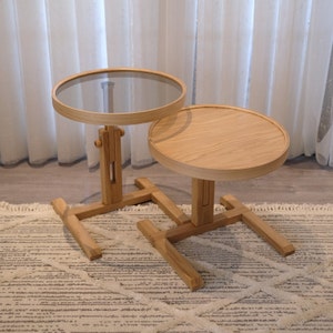 Hight Adjustable Chestnut Coffee Table, Circle