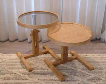 Hight Adjustable Chestnut Coffee Table, Circle