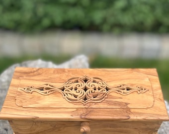 Olive Wood Jewelry Box, Handmade Christmas Gift
