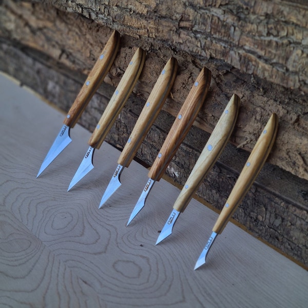 Kiridashi Schnitzwerkzeug Set mit 6 Stück, Holzarbeiter Geschenk, Weihnachtsgeschenk