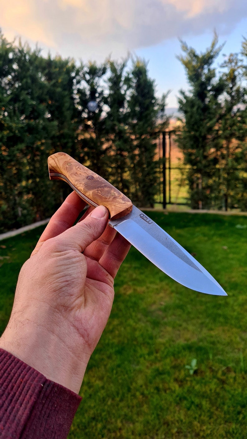 N690 Olive Wood Hunting Knife Gift for Him Valentine's Etsy