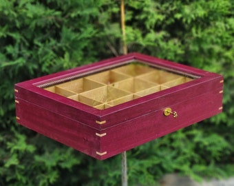 Purpleheart stropdas display box, kerstcadeau