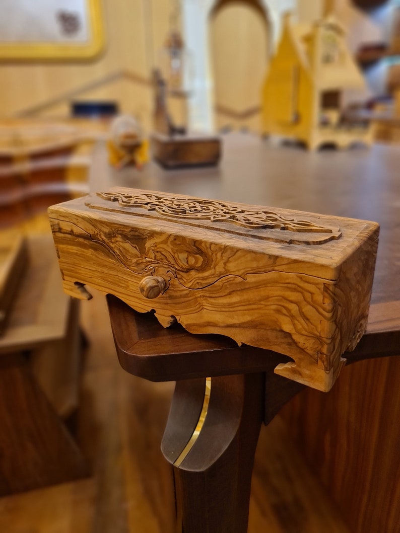 Hand Carved Olive Wood Box, Christmas Gift