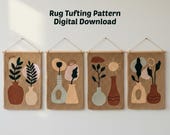 Boho Rug Tufting Pattern Digital Download Set of 4 Printable Templates for DIY Projects