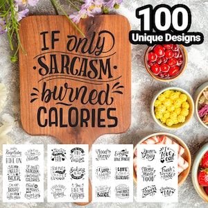 Cutting Board SVG Laser Engraving Files | Cutting Board SVG Bundle | Kitchen Quote Vector Files | Charcuterie Board Engrave Digital Files
