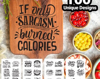 Kitchen Cutting Board Laser Engraving Vector Files DTF Transfer Bundle SVG Digital Download
