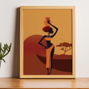 Afro-Woman Poster | Wall Art Printable |  African Art Digital Download | Modern African-Inspired Poster | Home Decor | Instant Download