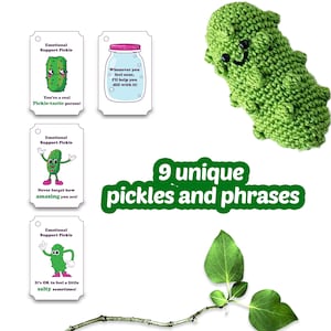 Etiquetas de apoyo emocional para Pickle de crochet / Etiqueta de Pickle imprimible / Etiqueta de crochet / 9 etiquetas de crochet / Descarga digital en PDF