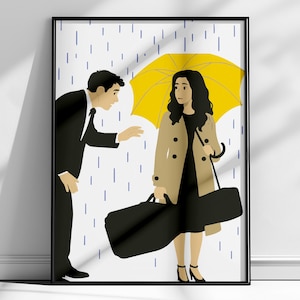 How I Met Your Mother Yellow Umbrella Minimal Poster | Tracy McConnell & Ted Mosby | HIMYM Digital Download | HIMYM Poster Instant Download