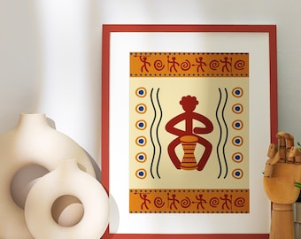 Abstrakte afrikanische Wandkunst zum Ausdrucken - modernes ethnisches Poster für Wohnkultur - sofortiger digitaler Download
