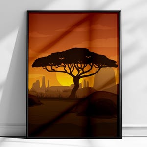 African Landscape Wall Art Poster | African Art Digital Download | Modern African-Inspired Poster | Ethnic Home Decor | Instant Download