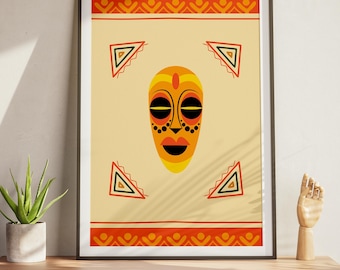 Afrikanische abstrakte druckbare Wand Kunst Poster, afrozentrische Wohnkultur digitaler Download, ethnischen Stammes- Design
