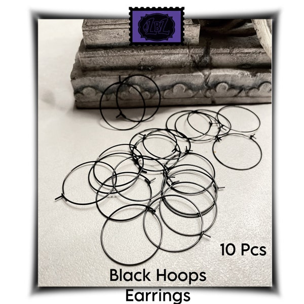 Creolen, Hoops, Ohrreifen, Ohrringe, 10 PCs, Edelstahl 25mm, schwarz, Gothic, Spooky