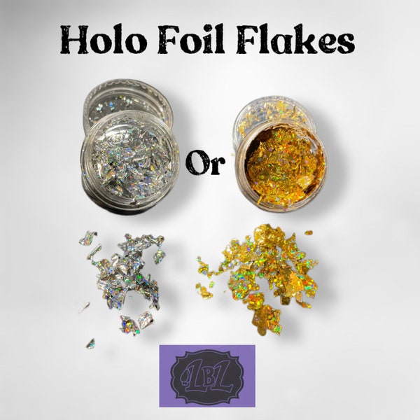 Holo Foil Flakes, Silver or Gold, 1 Box, DIY, Glitter Flakes