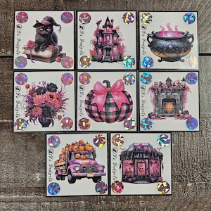 Mini carta da grattare misteriosa di Halloween rosa