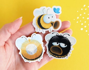Bumblebee Sticker Set, 3 lovingly illustrated vinyl stickers, cute animal stickers for children, bullet journal and gift ideas