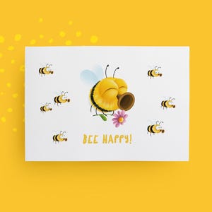 Lustige Hummel-Karte – „Bee Happy“ mit Pummel, Postkarte für liebe Grüße & Geburtstage
