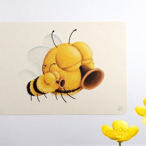 Postkarte mit Hummeln, Hummel die kuscheln