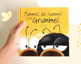 Children's book for ages 3 and up "Pummel, the bumblebee meets Grummel", picture book about friendship, gift for children