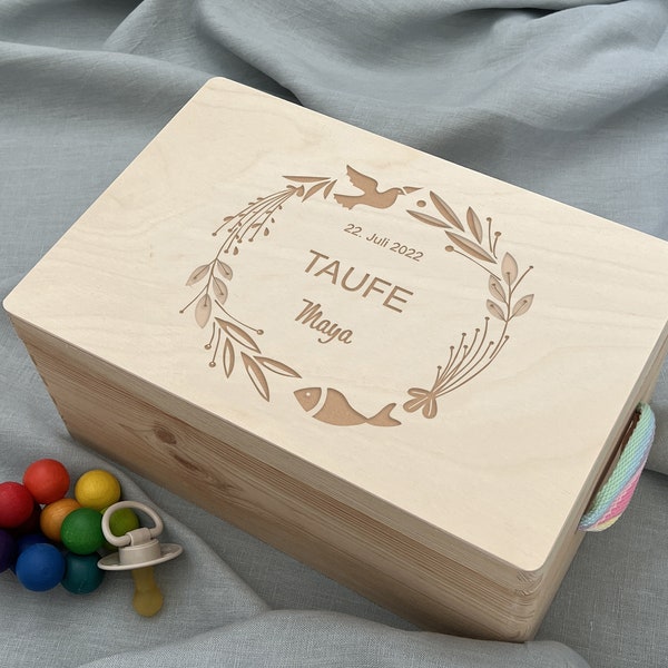 Baby | Memory Box Personalized wooden reminder box | Flowers | Gift birth, baptism, pregnancy, baby shower, communion