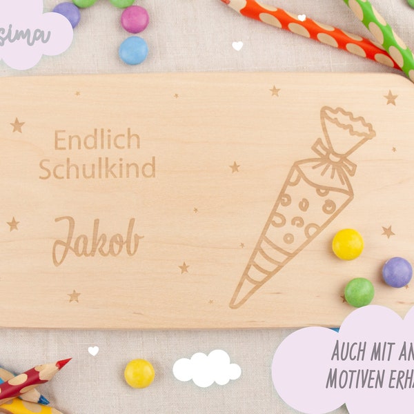 Breakfast board school child, gift school child, board personalized, school start gift, wooden board personalized, school start